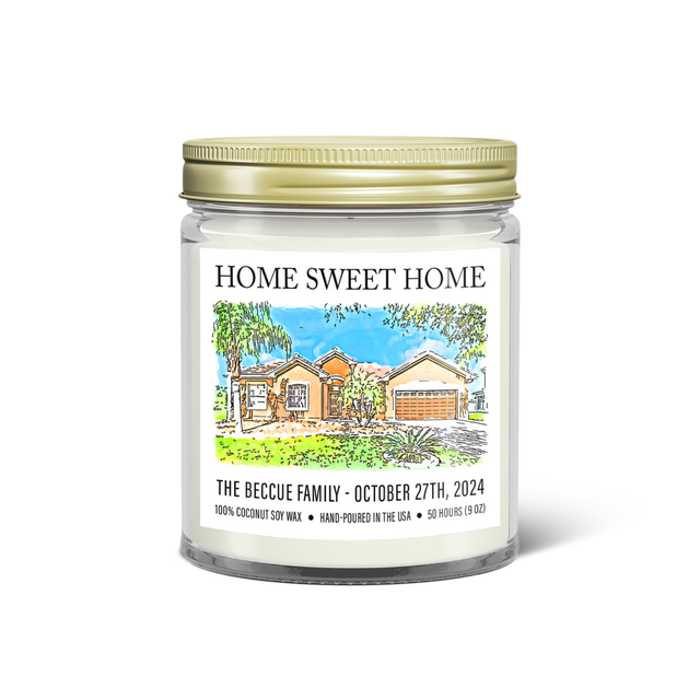 Custom House Portrait Candle – Watercolor Home Keepsake