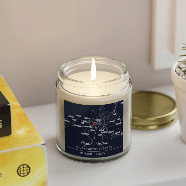 Custom City Map Candle – Personalized Engagement Gift