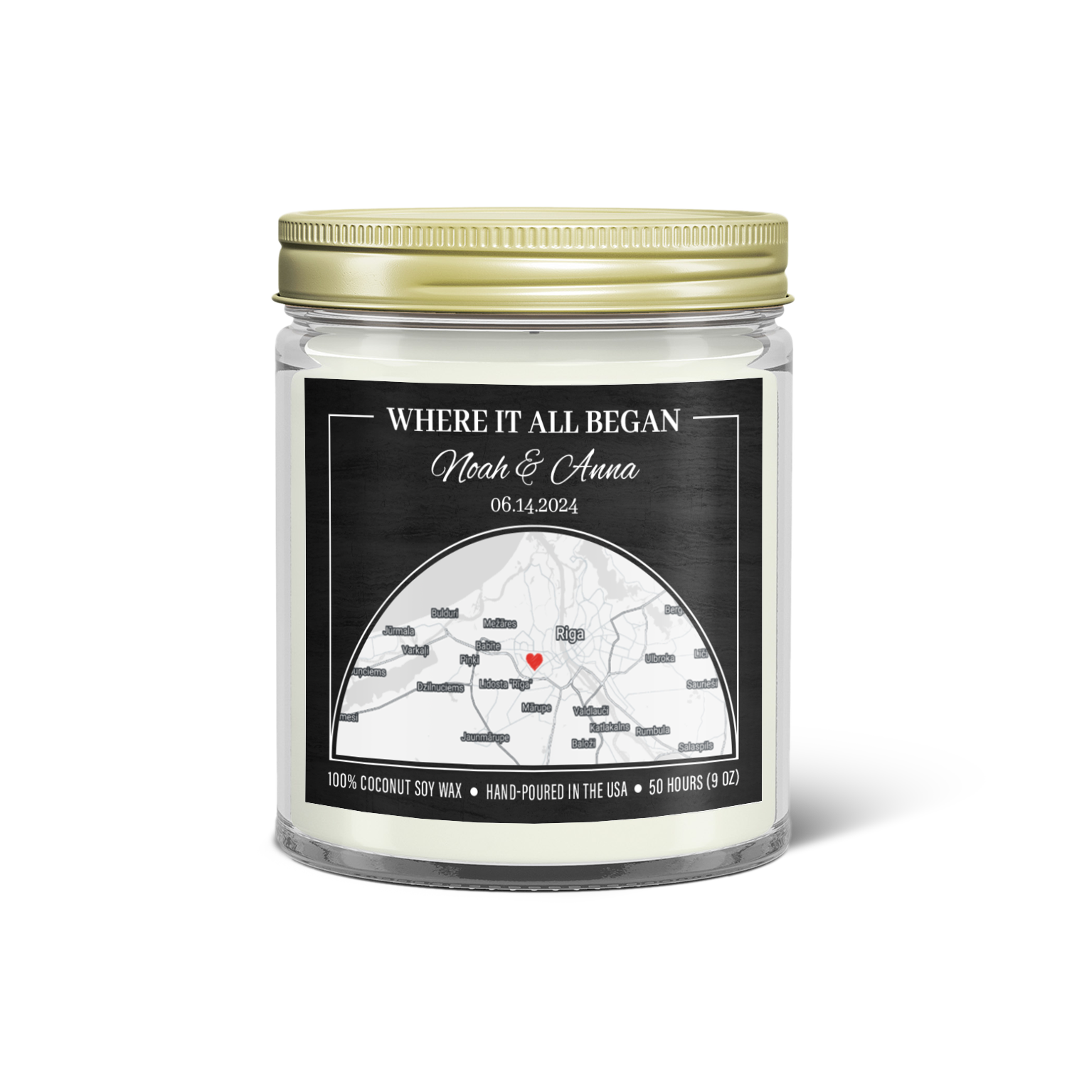 Where It All Began Soy Candle - Custom Map Print Gift