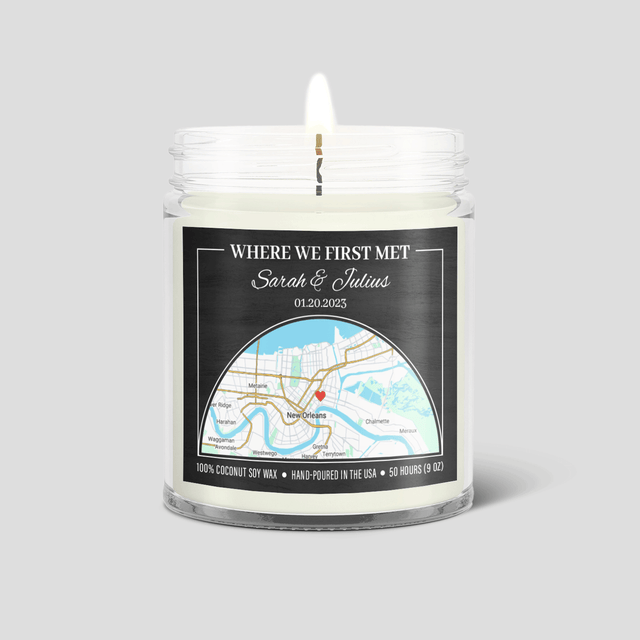 Where It All Began Soy Candle - Custom Map Print Gift