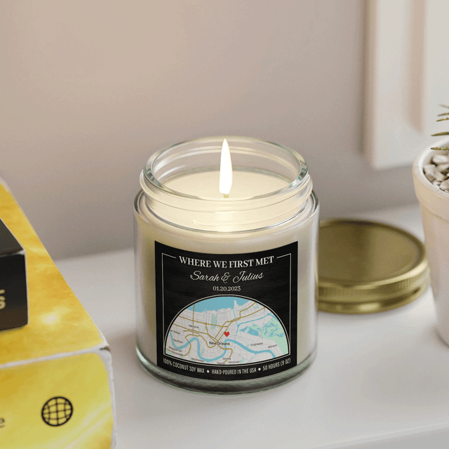 Where It All Began Soy Candle - Custom Map Print Gift