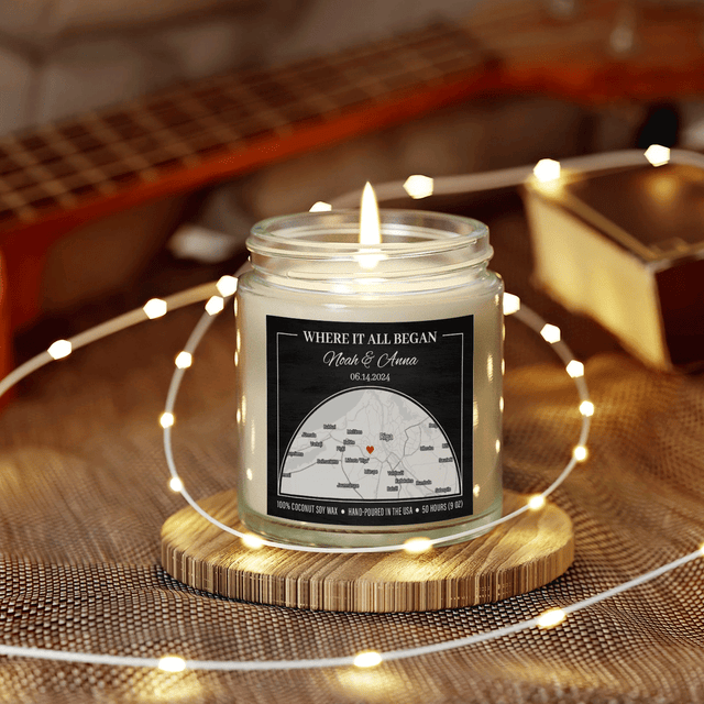 Where It All Began Soy Candle - Custom Map Print Gift