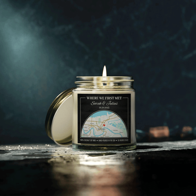 Where It All Began Soy Candle - Custom Map Print Gift