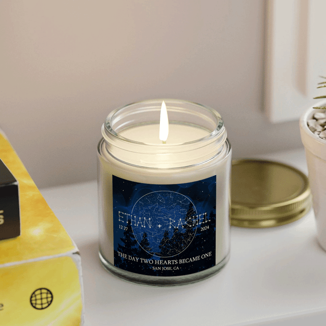 Custom Star Map By Date Candle - Night Sky, Constellation Gifts