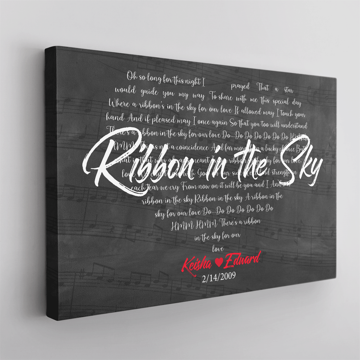 Custom Song Lyrics Heart Art, Customizable Text Canvas Wall Art