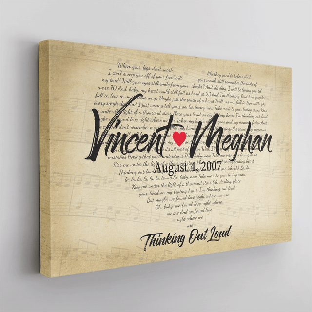 Custom Song Lyrics Art, Customizable Song, Name, Photo Canvas Wall Art