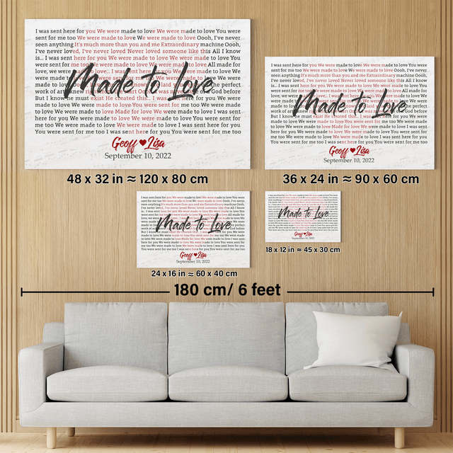 Custom Song Lyrics, Heart Shape, Custom Name And Song Name, Canvas Wall Art