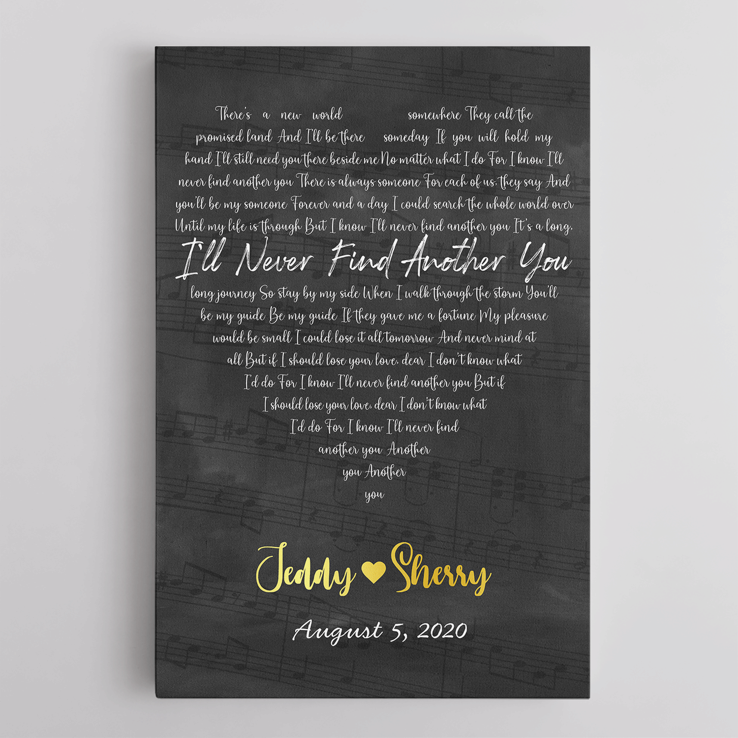 Custom Song Lyrics On Canvas Wall Art | Anniversary & Wedding Gifts ...