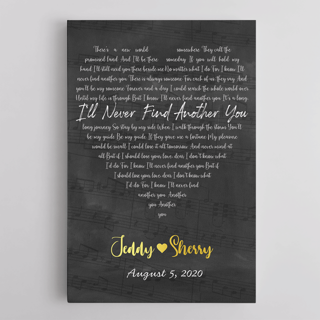 Custom Song Lyrics, Customizable Text Black Background Canvas