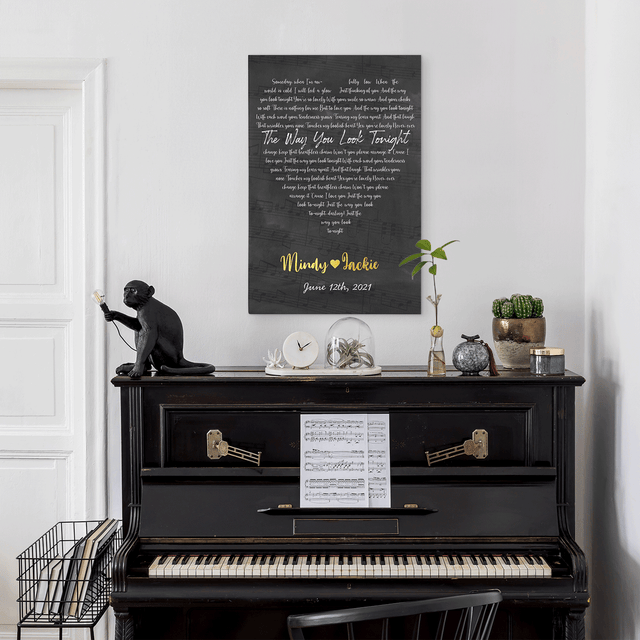 Custom Song Lyrics, Customizable Text Black Background Canvas