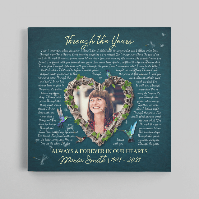 Custom Song Lyrics and Photo, Hummingbird Memorial Canvas, In Loving Memorial Gifts