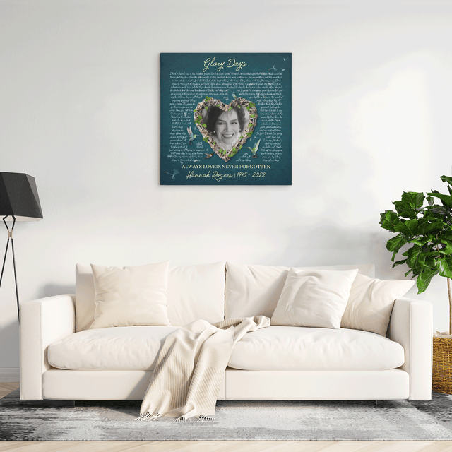 Custom Song Lyrics and Photo, Hummingbird Memorial Canvas, In Loving Memorial Gifts