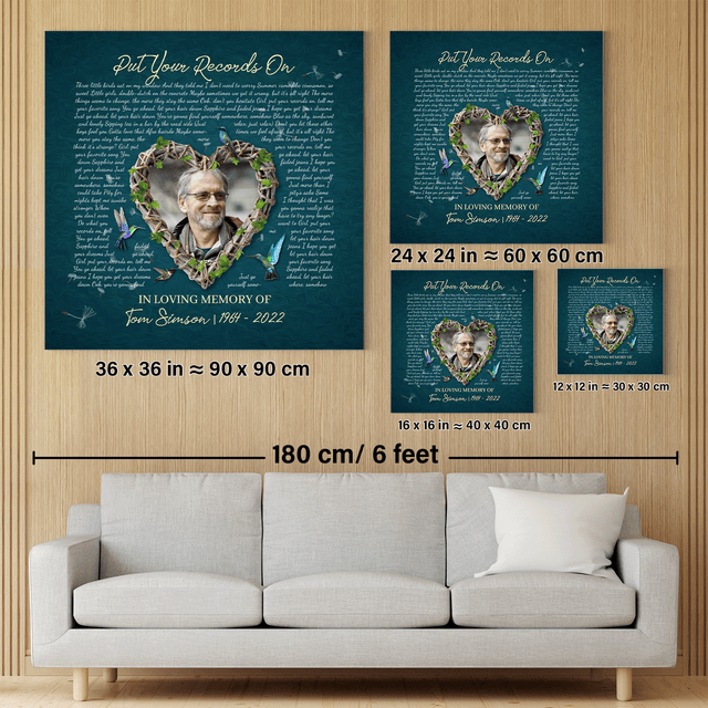 Custom Song Lyrics and Photo, Hummingbird Memorial Canvas, In Loving Memorial Gifts