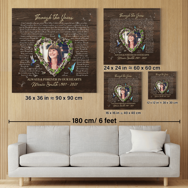 Custom Song Lyrics and Photo, Hummingbird Memorial Canvas, In Loving Memorial Gifts