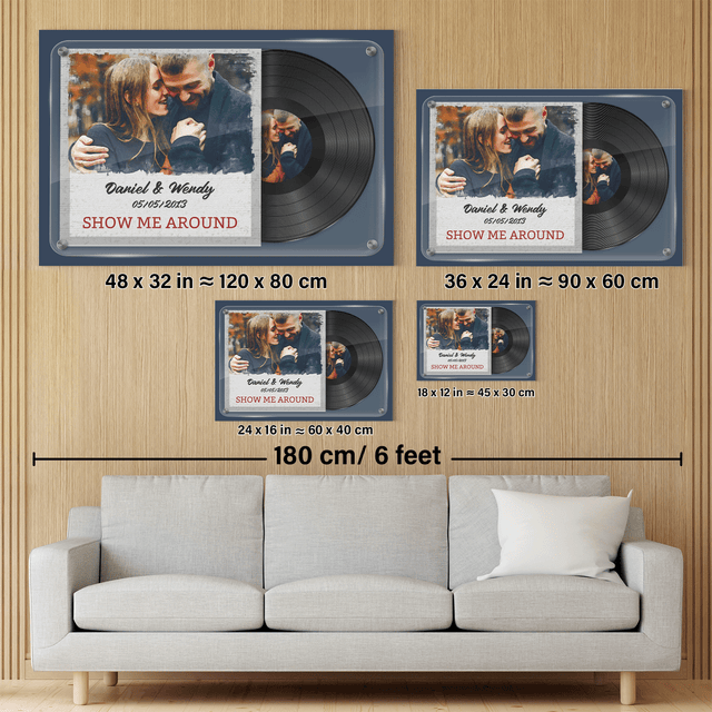 Custom Photo, Customizable Name And Date, Canvas Wall Art, Vinyl Record