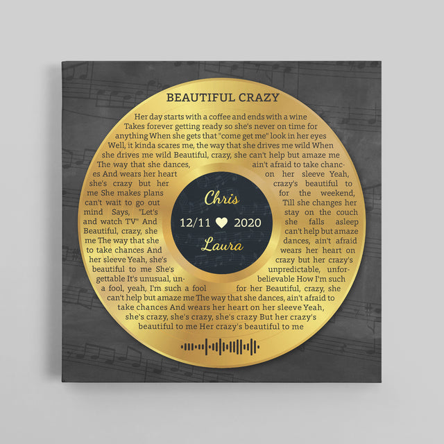 Beautiful Crazy Lyrics poster canvas, wall poster