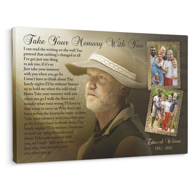 Personalized Memorial Canvas, Custom Photo With Song Lyrics on Wall Art