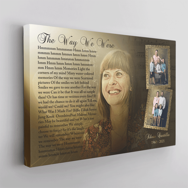 Personalized Memorial Canvas, Custom Photo With Song Lyrics on Wall Art