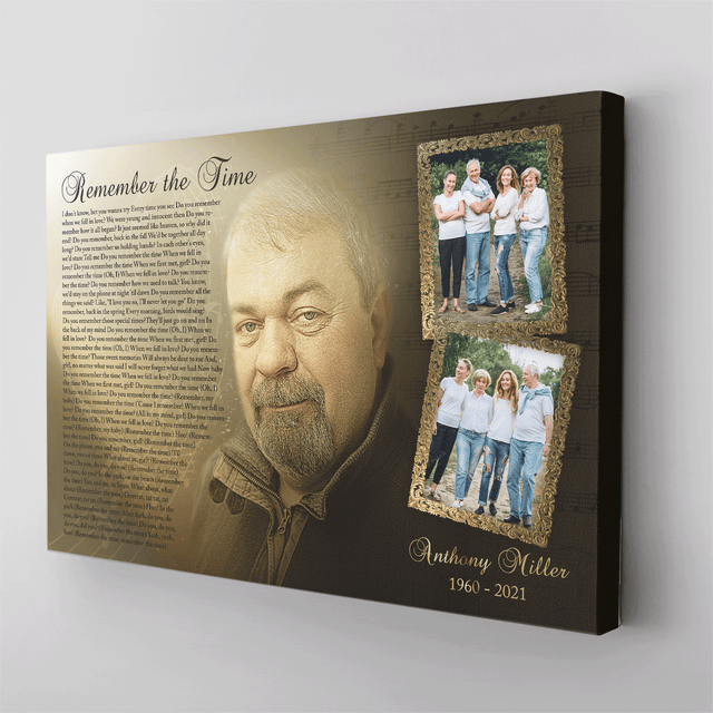 Personalized Memorial Canvas, Custom Photo With Song Lyrics on Wall Art