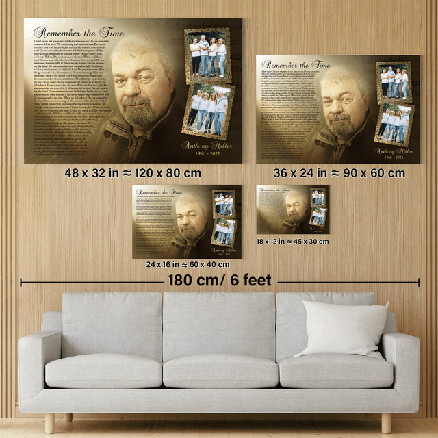 Personalized Memorial Canvas, Custom Photo With Song Lyrics on Wall Art