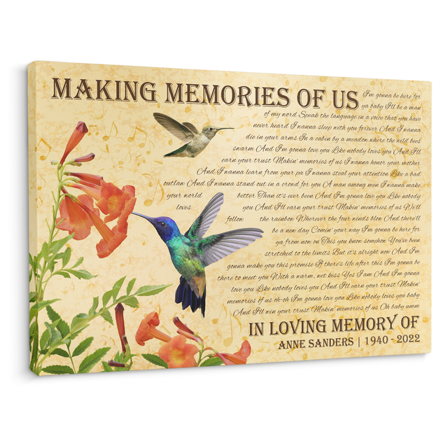 Custom Song Lyrics On Canvas, Hummingbird Memorial Gifts
