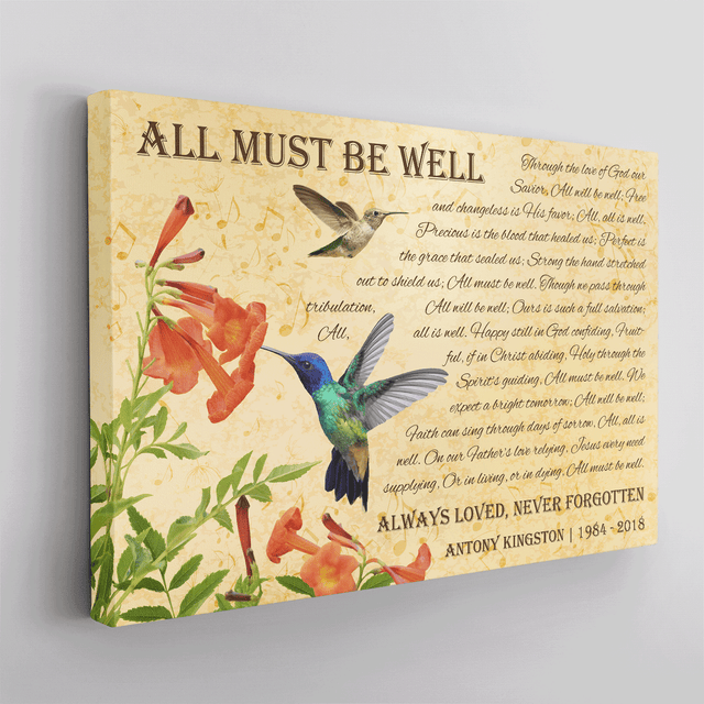 Custom Song Lyrics On Canvas, Hummingbird Memorial Gifts