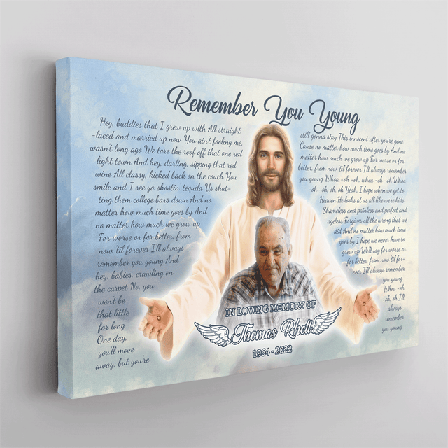 Safe In Jesus's Arms, Sympathy Memorial Canvas, Custom Song Lyrics & Photo