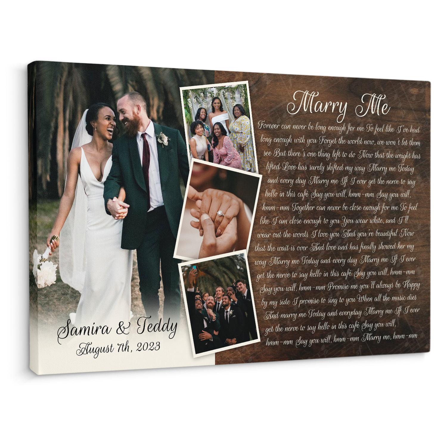 Personalized Canvas with Multiple Photos, Custom Song Lyrics, Wedding Gifts