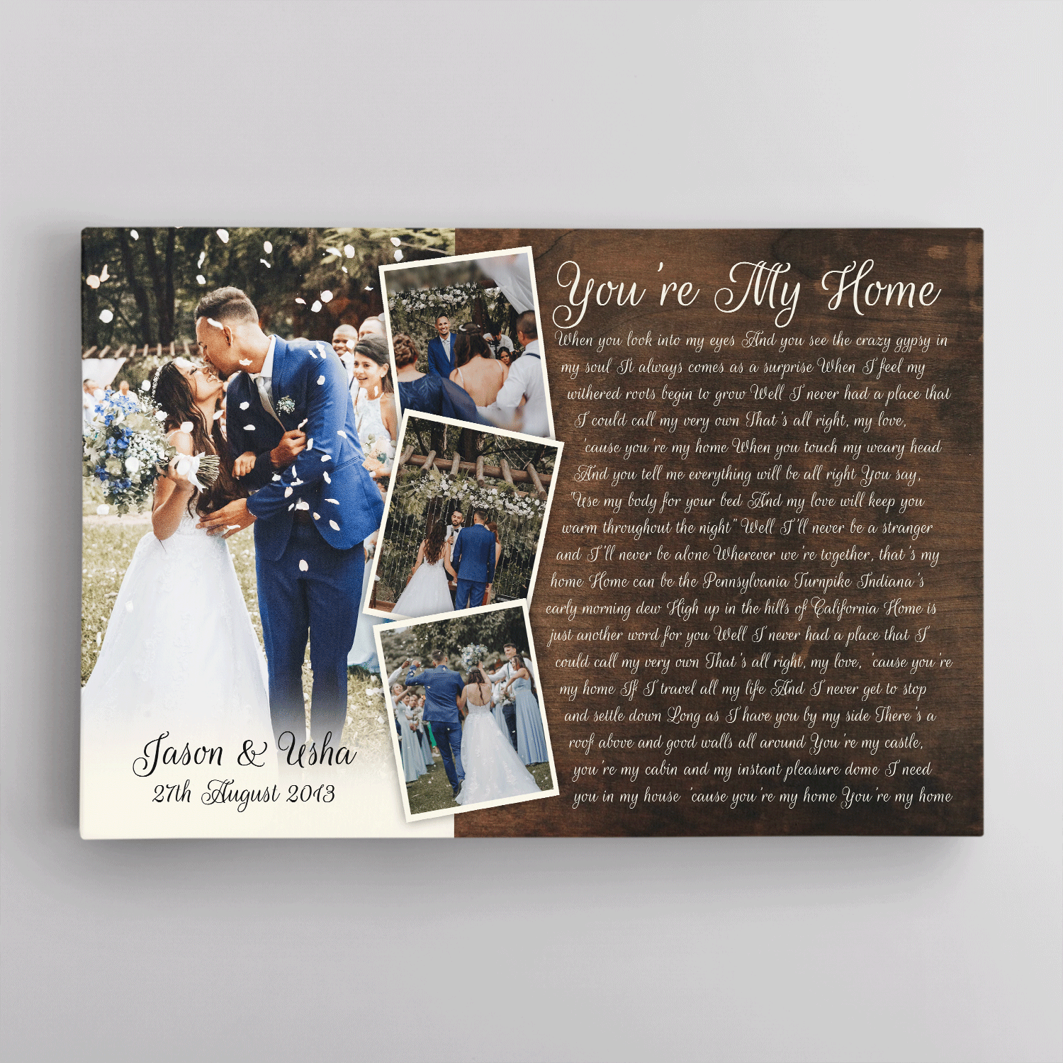 Personalized Canvas with Multiple Photos, Custom Song Lyrics, Wedding Gifts