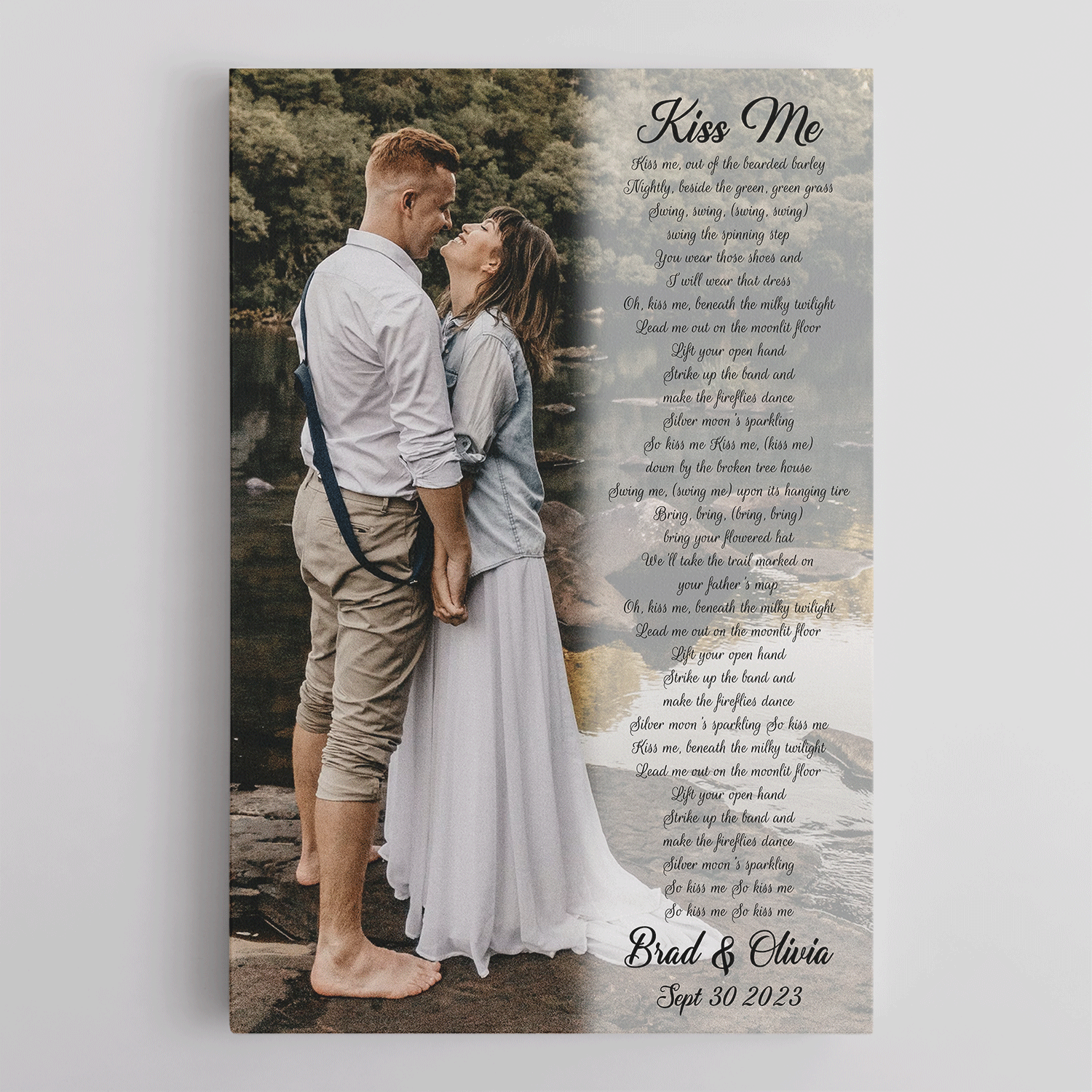Custom Song Lyrics On Canvas, Upload Photo, Name & Date, Wedding Gifts