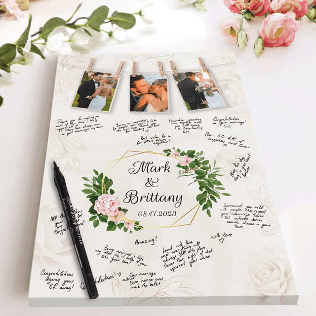 Wedding Guest Book Alternative, Custom Photo Wedding Guest Book Canvas Print