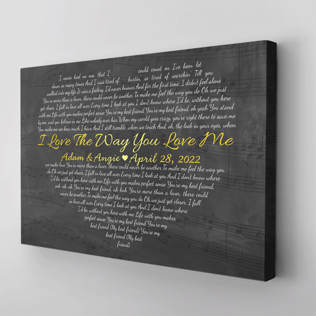 Custom Song Lyrics Heart Shape, Customizable Song Name And Text Canvas