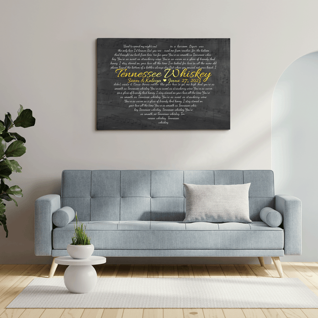 Custom Song Lyrics Heart Shape, Customizable Song Name And Text Canvas