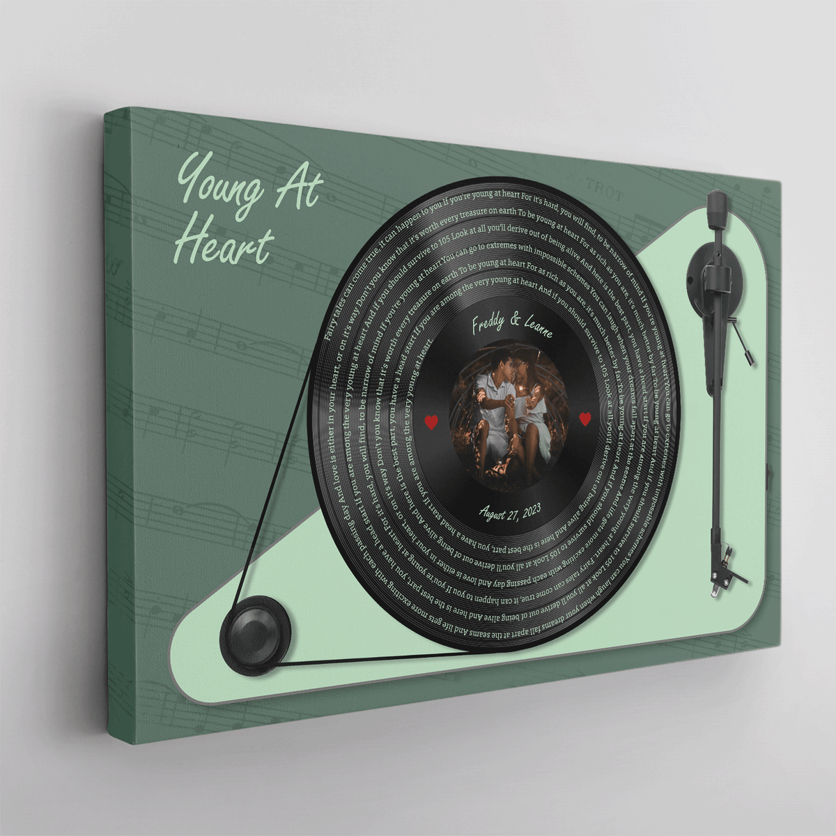 Lp Player Drawing LP Player Canvas Wall Art, Custom Song Lyrics and Photo