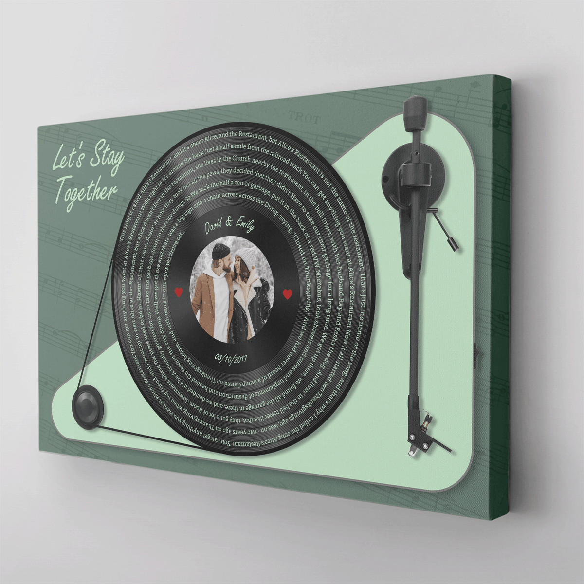 Lp Player Drawing LP Player Canvas Wall Art, Custom Song Lyrics and Photo