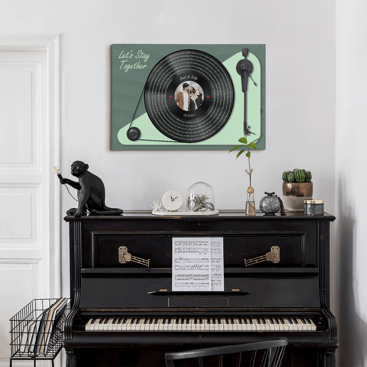 Lp Player Drawing LP Player Canvas Wall Art, Custom Song Lyrics and Photo