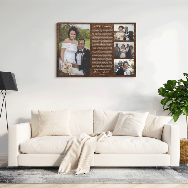 Personalized Multiple Photos Song Lyrics Canvas Print