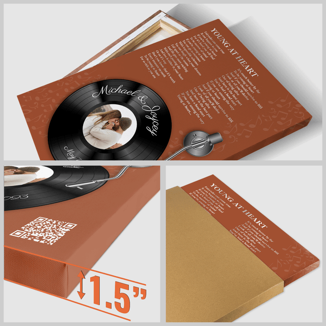 Orange Rust Vinyl Record Canvas - Custom Song Lyrics & Photo