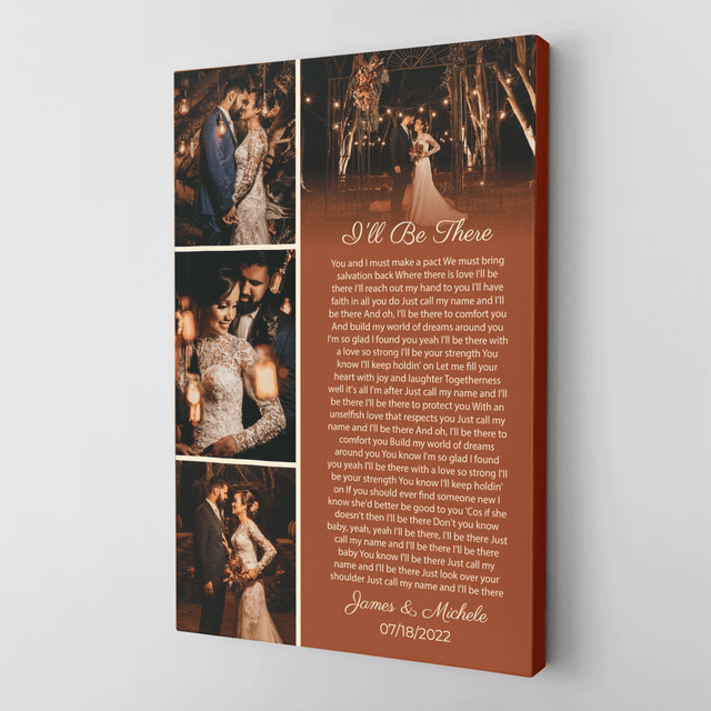 Orang Rusty Love Story Canvas, Custom Photo Collage and Song Lyrics