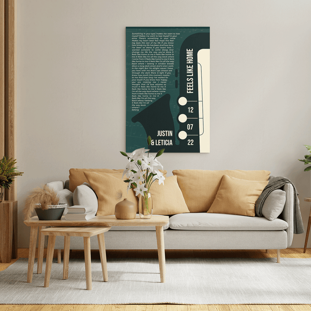 Custom Song Lyrics & Name On Canvas Green Vintage Saxophone