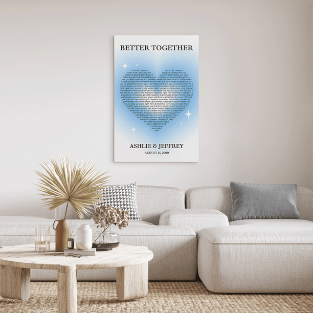 Pastel Blue Heart Shaped Song Lyrics Canvas Print