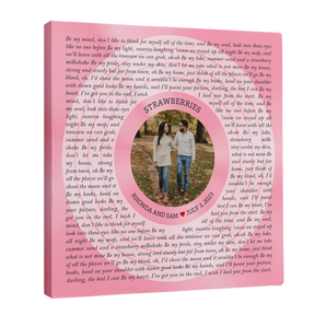 Custom Song Lyrics & Name Circular Photo Pastel Pink Canvas Print