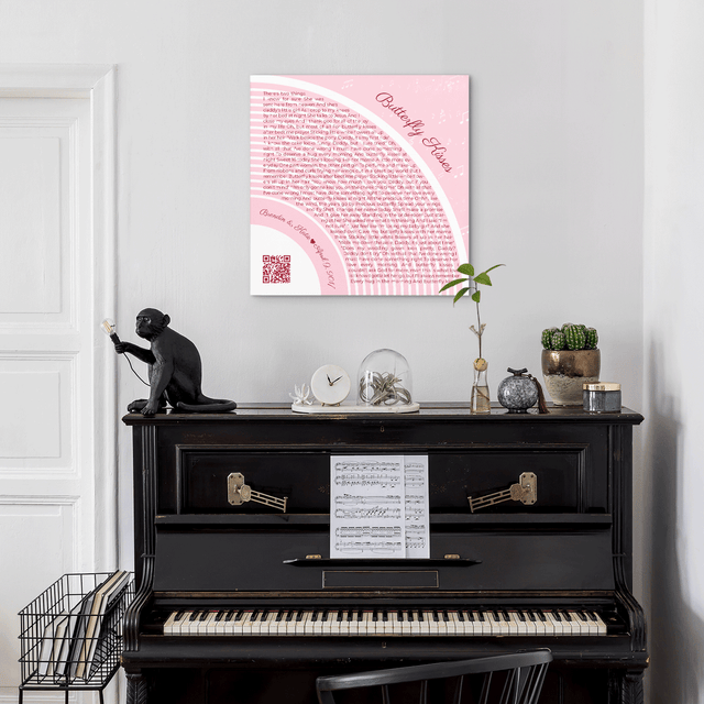 Custom Song Lyrics Pastel Pink Canvas Print With QR Code