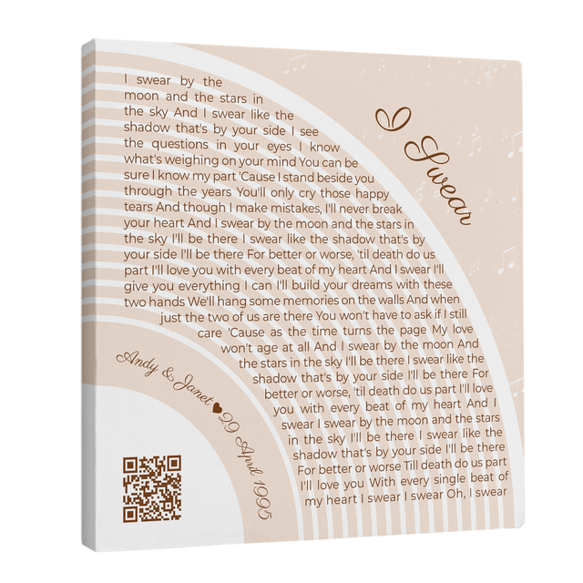 Custom Song Lyrics Pastel Sand Canvas Print With QR Code