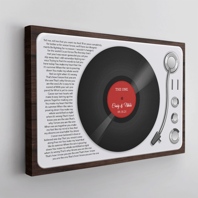 Custom Song Lyrics, Customizable Name And Date, LP Player Canvas Wall Art