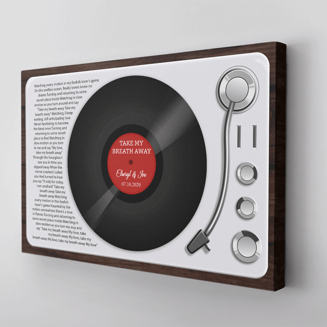 Custom Song Lyrics, Customizable Name And Date, LP Player Canvas Wall Art