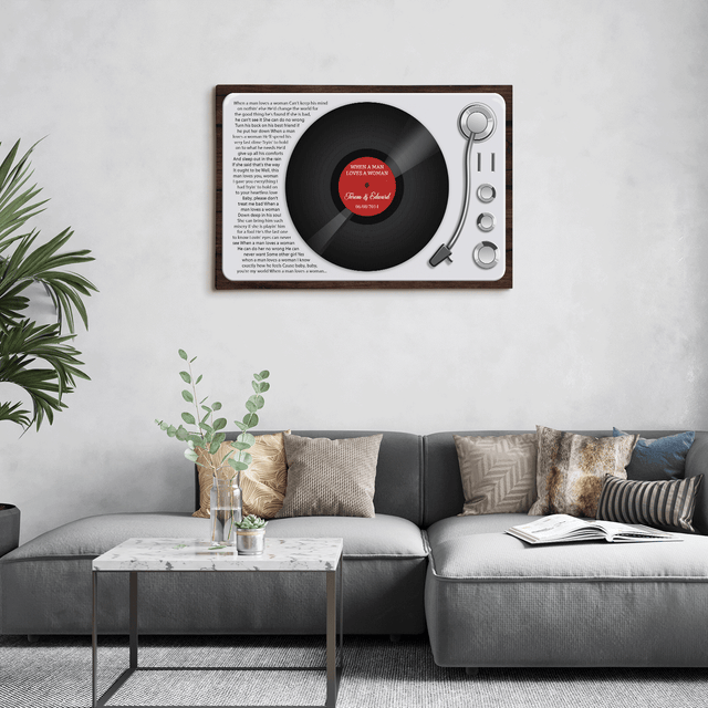 Custom Song Lyrics, Customizable Name And Date, LP Player Canvas Wall Art