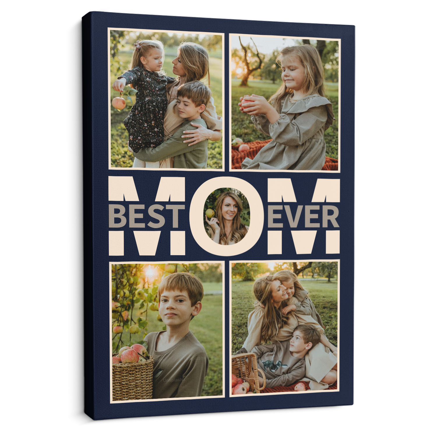 Best Mom Ever Photo Collage Canvas Print Custom 5 Pictures