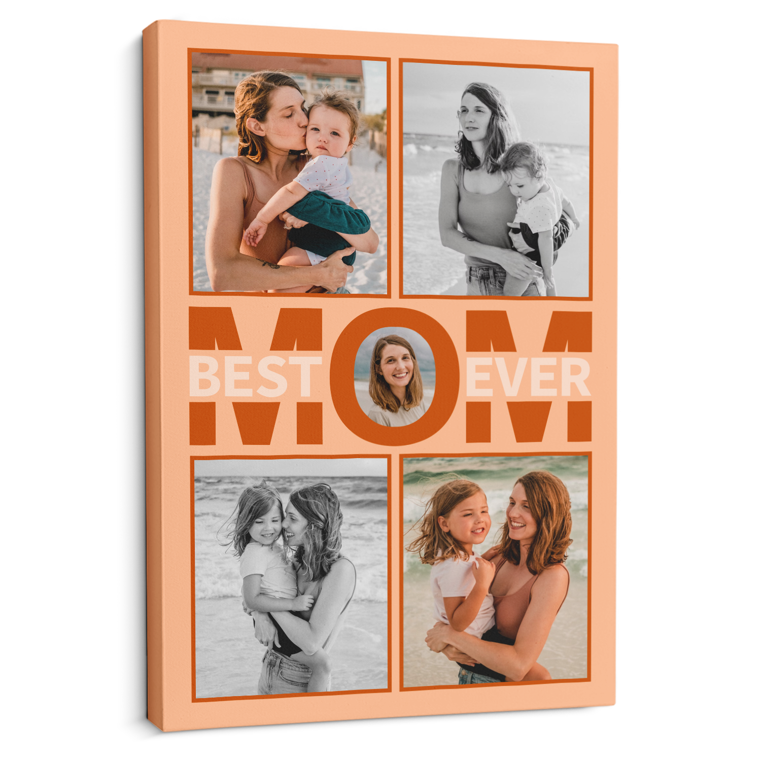 Best Mom Ever Photo Collage Canvas Print Custom 5 Pictures