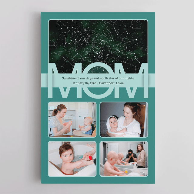 Mom Star Map Photo Collage Canvas Print Custom 4 Pictures